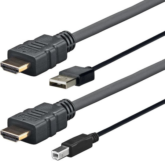 Vivolink Cable HDMI male - HDMI male / USB-A male 1m Μαύρο