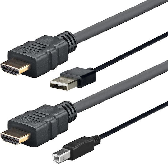 Vivolink Cable HDMI male - HDMI male / USB-A male 5m Μαύρο