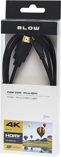 Blow Cable HDMI male - micro HDMI male 3m Μαύρο