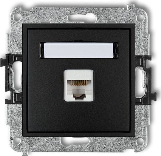 Karlik Μονός Μηχανισμός Πρίζας Δικτύου RJ45 Τύπου Cat5e σε Μαύρο Χρώμα 12MGK-1