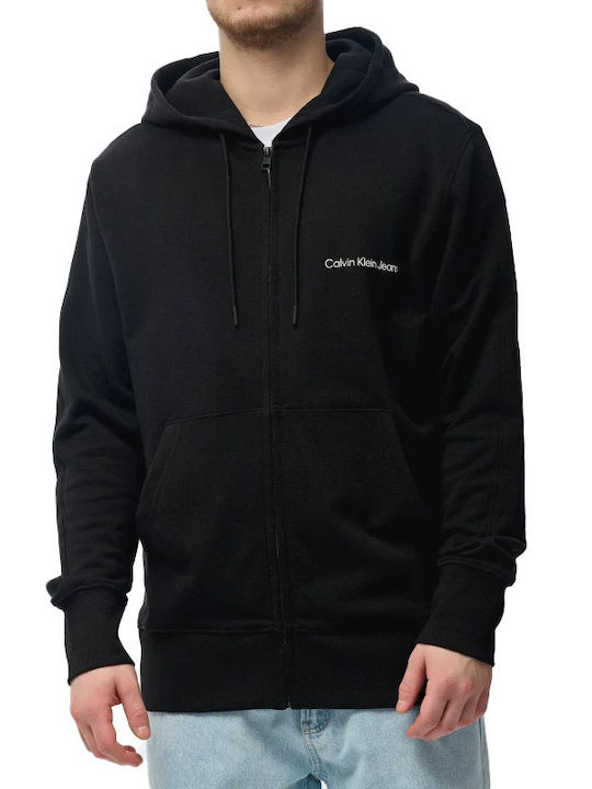 Calvin Klein Men's Sweatshirt Jacket with Hood black