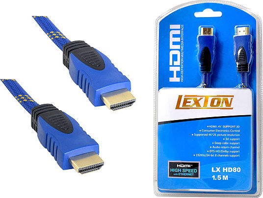 Lexton HDMI 1.4 High Speed 1080p 120Hz Cable HDMI male - HDMI male 1.5m Μπλε