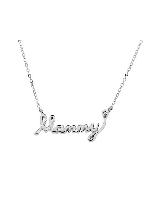 Xrisokosmima Necklace Mum from White Gold 14K