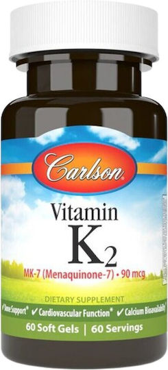 Carlson Labs Vitamin K2 MK-4 Витамин за Здравето на костите 90mcg 60 софтджел