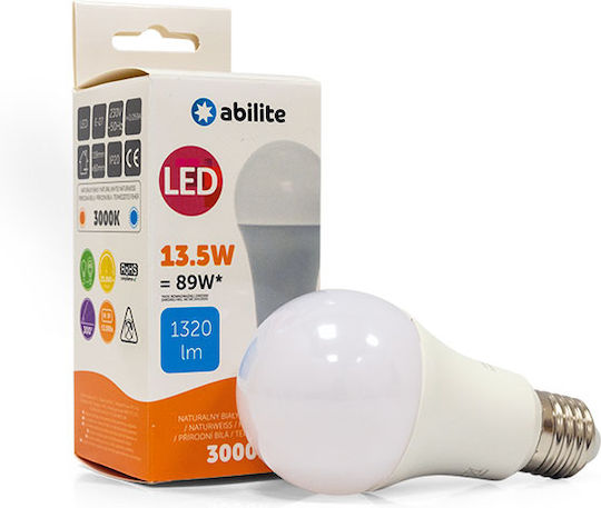 Λάμπα LED 13.5W για Ντουί E27 και Σχήμα A60 Θερμό Λευκό 1320lm