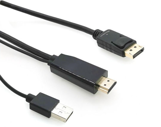 Microconnect Кабел DisplayPort мъжки - HDMI мъжки 1м Черен (HDMI-DP-CON1)