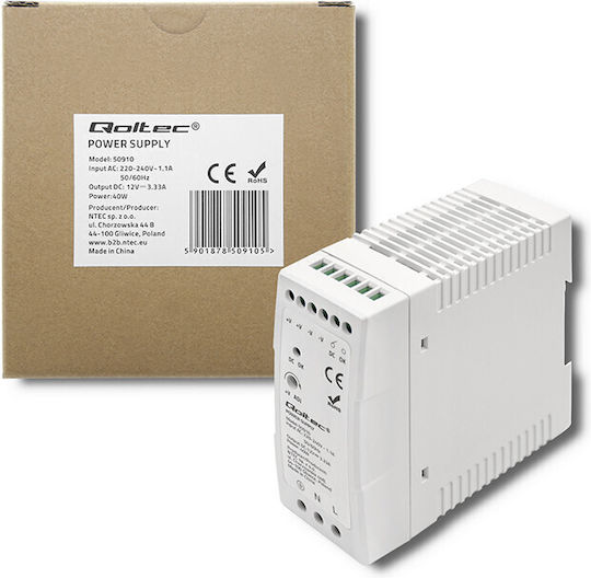 Qoltec Sursă De Alimentare DIN Rail Cu Putere 40W 3.33A