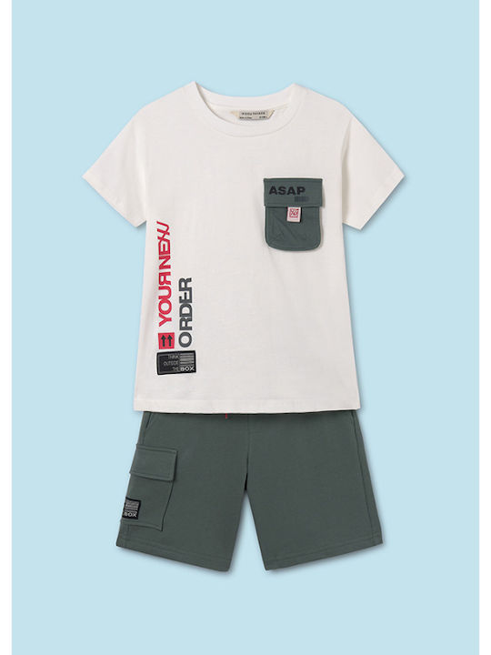 Mayoral Set de haine pentru copii cu pantaloni scurți Vara 2buc Cream Galaz