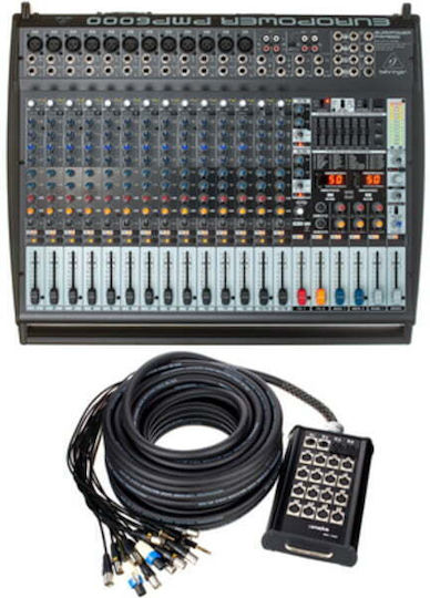 Behringer PMP6000 Αυτοενισχυόμενη Αναλογική Κονσόλα 20 Καναλιών με Phantom Power & 12 Εισόδους XLR Bundle