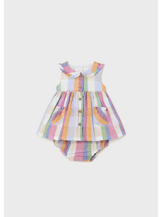 Rochie pentru Copii Fără mâneci Carou Set cu Chiloțel Pink