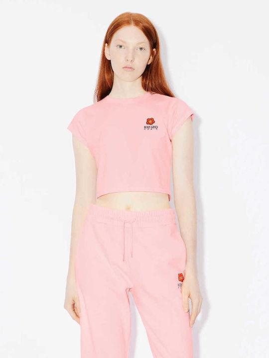 Kenzo Damen Crop T-Shirt Blumen Pink