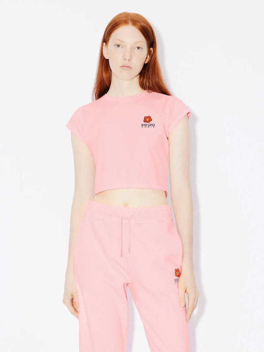 Boke Flower Crest Women's Crop T-shirt Floral Pink