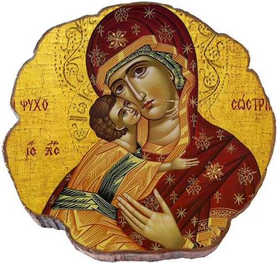 Taufgeschenke mit Kühlschrankmagnet Panagia Psychosostria aus Holz 30 Stück 6,5x3cm