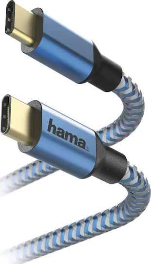 HAMA Редовна USB 2.0 Кабел USB-C мъжки - USB-C мъжки 15W Син 1.5м (00201557)