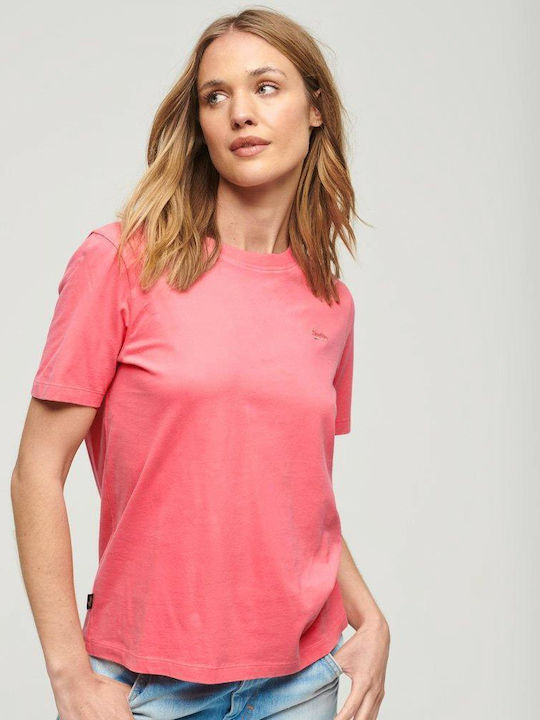 Superdry D1 Ovin Vintage Logo Emb Γυναικείο T-shirt Ροζ
