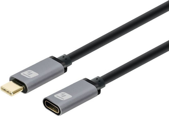 Techly USB 2.0 Cable USB-C male - USB-C female 100W PD Μαύρο 1m 364361