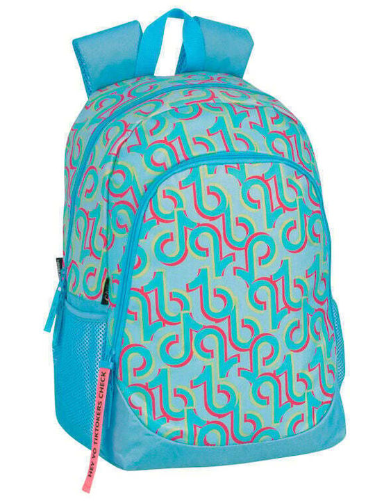 Montichelvo School Bag Backpack Junior High-High School Light Blue with Water Bottle Holder