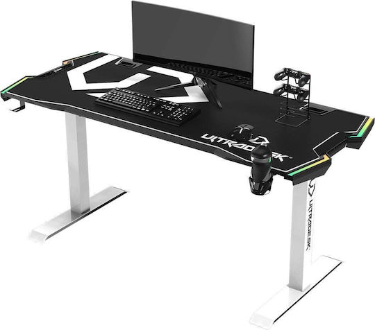 Γραφείο Gaming Force με Ρυθμιζόμενο Ύψος, LED & USB θύρες 166x70x86εκ. White
