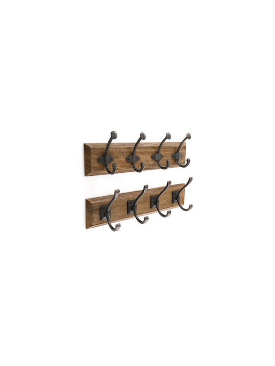 Plastona Wall Hanger with 4 Slots Brown 60x20cm 1pc