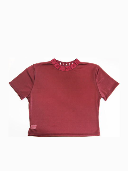 Mâneca scurta Burgundy Tricou pentru femei