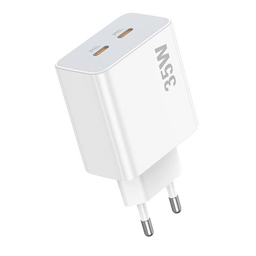 Lamtech Φορτιστής Χωρίς Καλώδιο με 2 Θύρες USB-C 35W Quick Charge 3.0 / Power Delivery Λευκός (LAM113096)