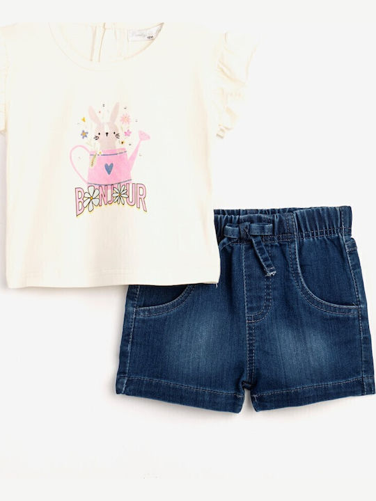 Funky Kids Clothing Sets with Shorts Ecru/Blue 2 Pieces