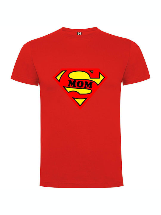 iLovePrints Super Mom Logo T-shirt Rot Baumwoll-