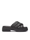 London Vibe Leather Women's Flat Sandals in Black Color