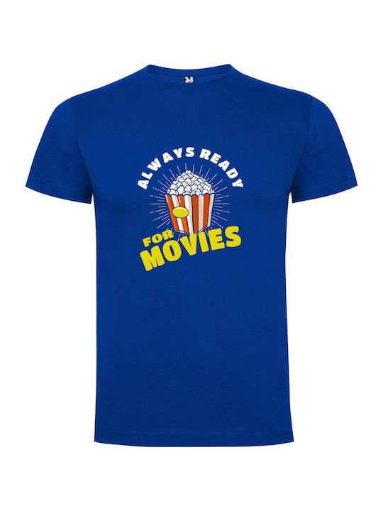 iLovePrints Movie Magic Popcorn Tricou Albastru Bumbac