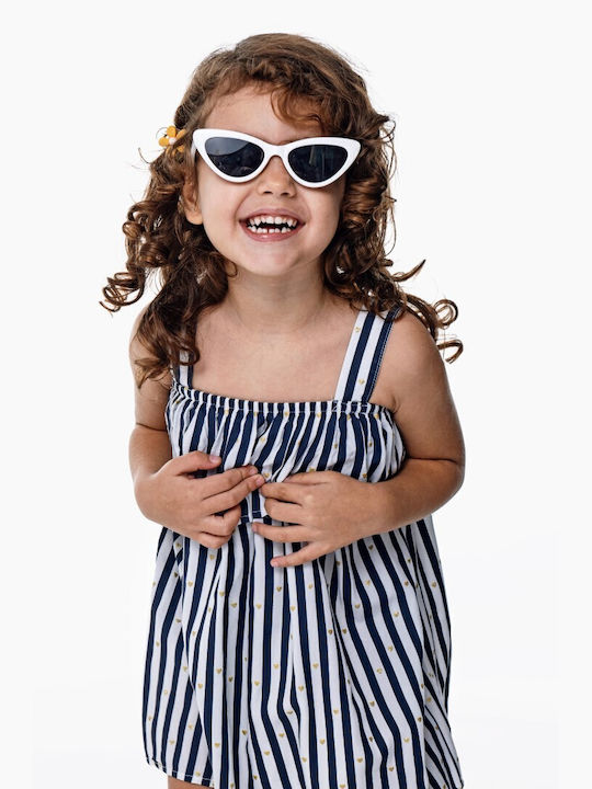 Funky Kids Dress Striped White