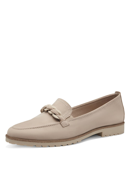 Tamaris Leather Women's Moccasins in Beige Color