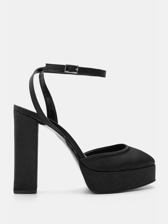 Luigi Pointed Toe Black Heels with Strap