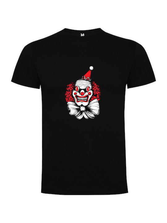 iLovePrints Skull Clown Circus Tricou Negru Bumbac