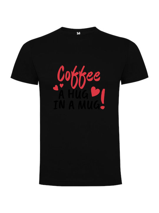 iLovePrints Hug In A Cup T-shirt Black Cotton