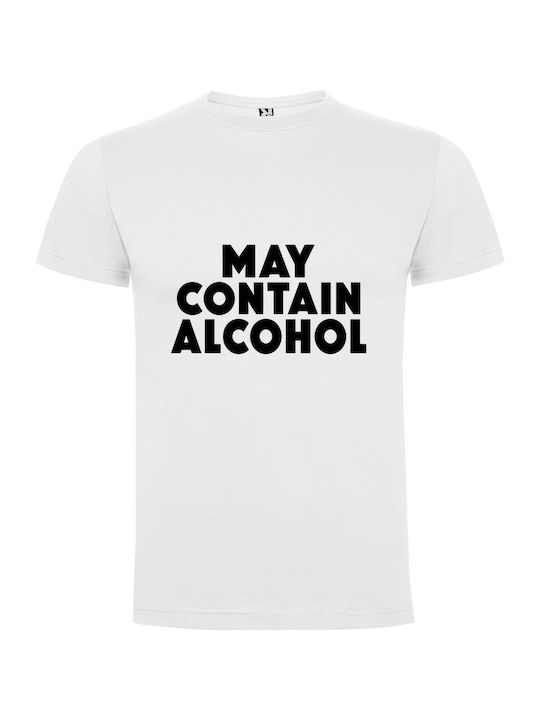 iLovePrints May Contain Alcohol T-shirt Λευκό Βαμβακερό