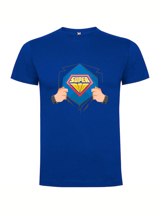 iLovePrints Diamond Superhero Man T-shirt Blau Baumwoll-