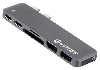 eSTUFF USB-C Slot-in Hub Pro Docking Station with Gray