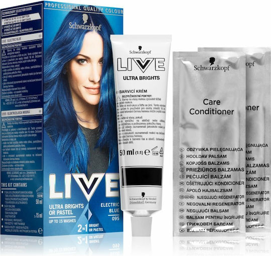 Schwarzkopf Live Ultra Brights oder Pastel Temporärer Farbstoff für Haar 095 Electric Blue 50ml