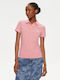 Tommy Hilfiger Γυναικεία Polo Μπλούζα Κοντομάνικη Ροζ