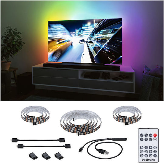 Paulmann LED Лента Телевизия USB 5V RGB Светлина с Захранване & Дистанционно управление