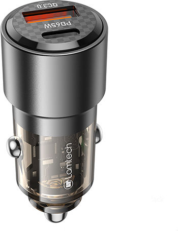 Lamtech Φορτιστής Αυτοκινήτου 83W με Θύρες: 1xUSB 1xType-C Μαύρος