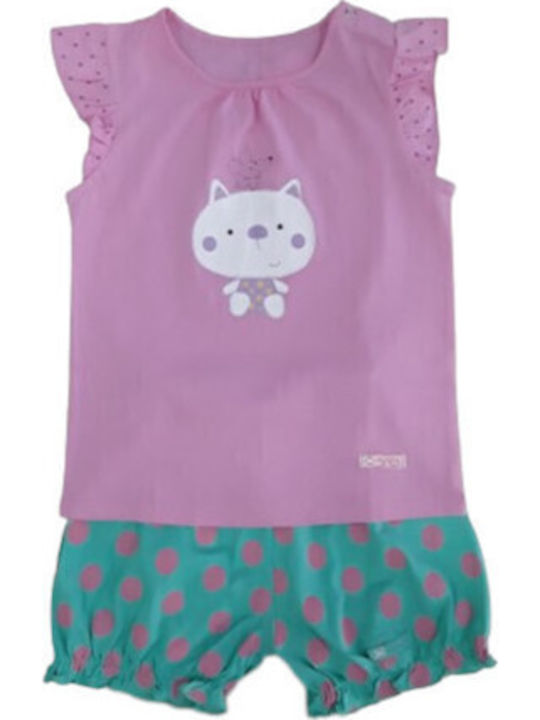 Lullaby Παιδικό Σετ με Σορτς Pink Green 2τμχ