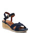 D Ischia Corda Women's Ankle Strap Platforms Navy Blue