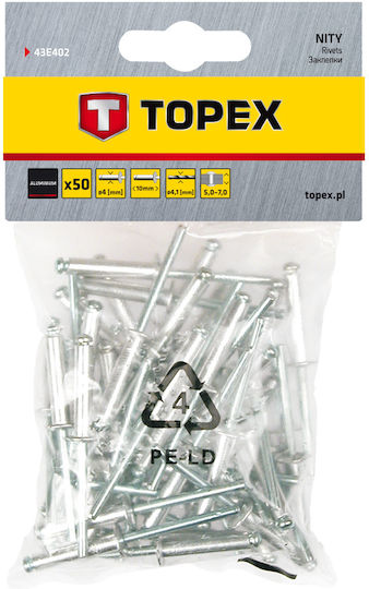 Topex Клипсове Алуминий M4x10mm 50 Бройки