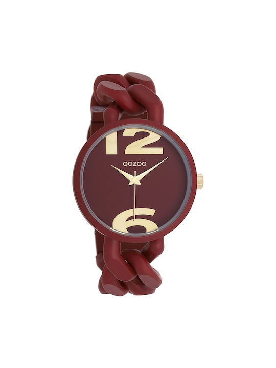 Oozoo Timepieces Uhr mit Burgundisch Kautschukarmband