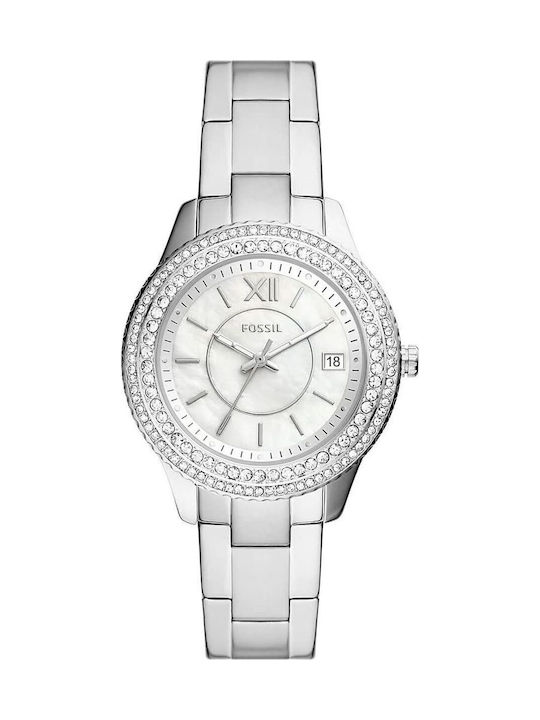 Fossil Damen Uhr mit Silber Metallarmband