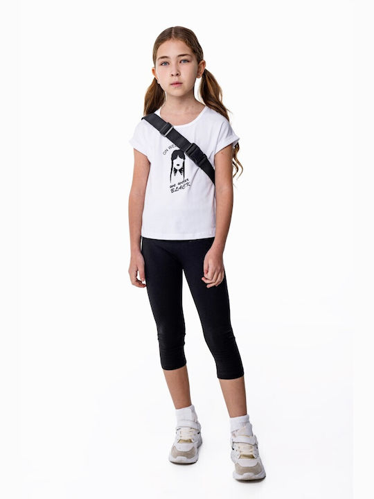 Funky Kids Set with Leggings Summer 2pcs white-black Κάπρι