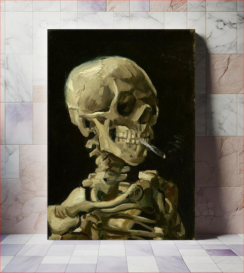 Vincent Van Gogh - Head Of A Skeleton With A Burning Cigarette Картина Копие на Ван Гог Платнен 30x40см