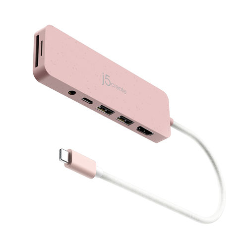 J5create USB-C Docking Station mit HDMI 4K PD Rosa (JCD373ER-N)