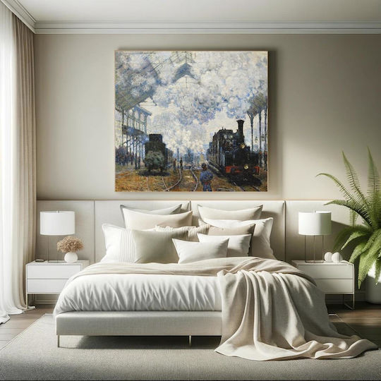Claude Monet's Arrival Of The Normandy Train (1877) Painting on Canvas 90x90cm